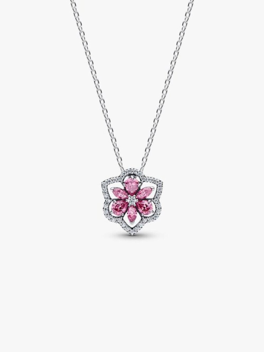 Pandora Herbarium Sparkling Pink Flower Pendant Necklace